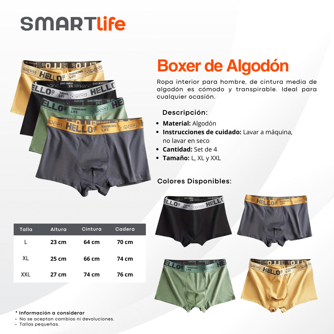 Set de Bóxers de algodón con costura