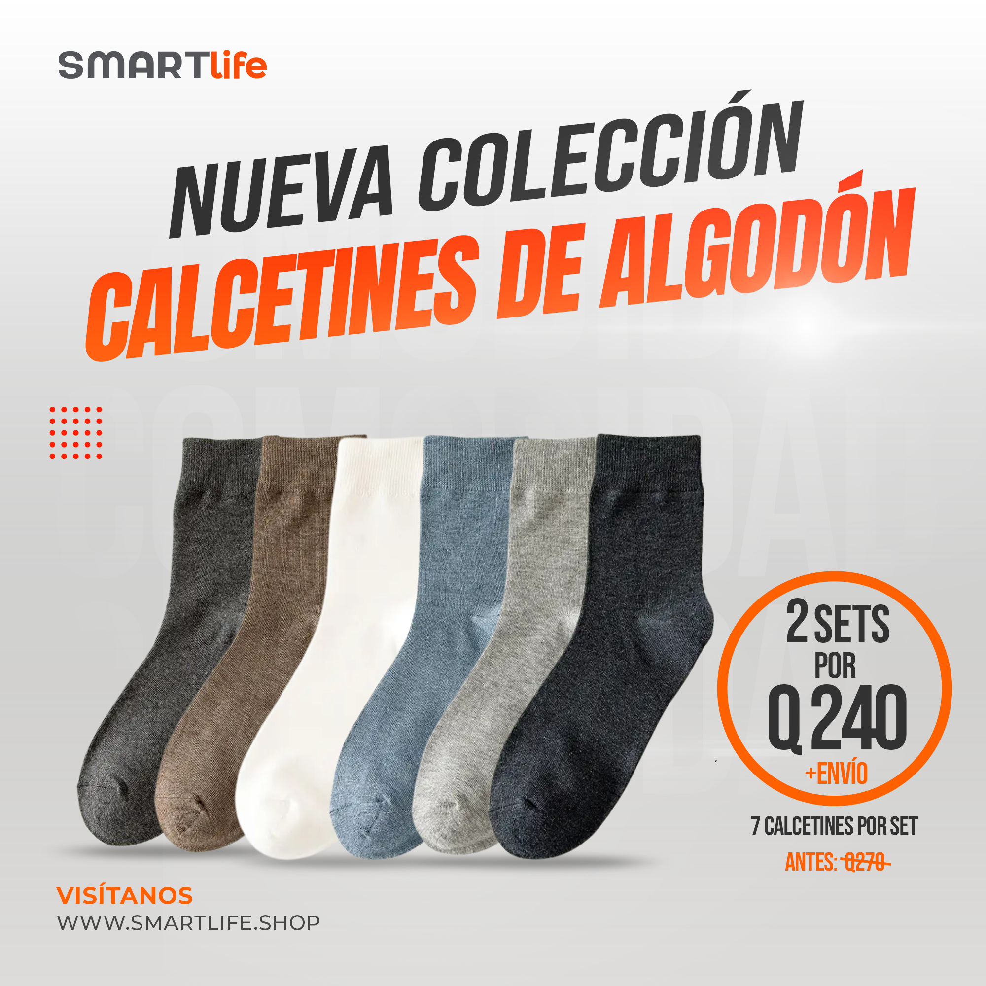 Calcetines de algodón lisos