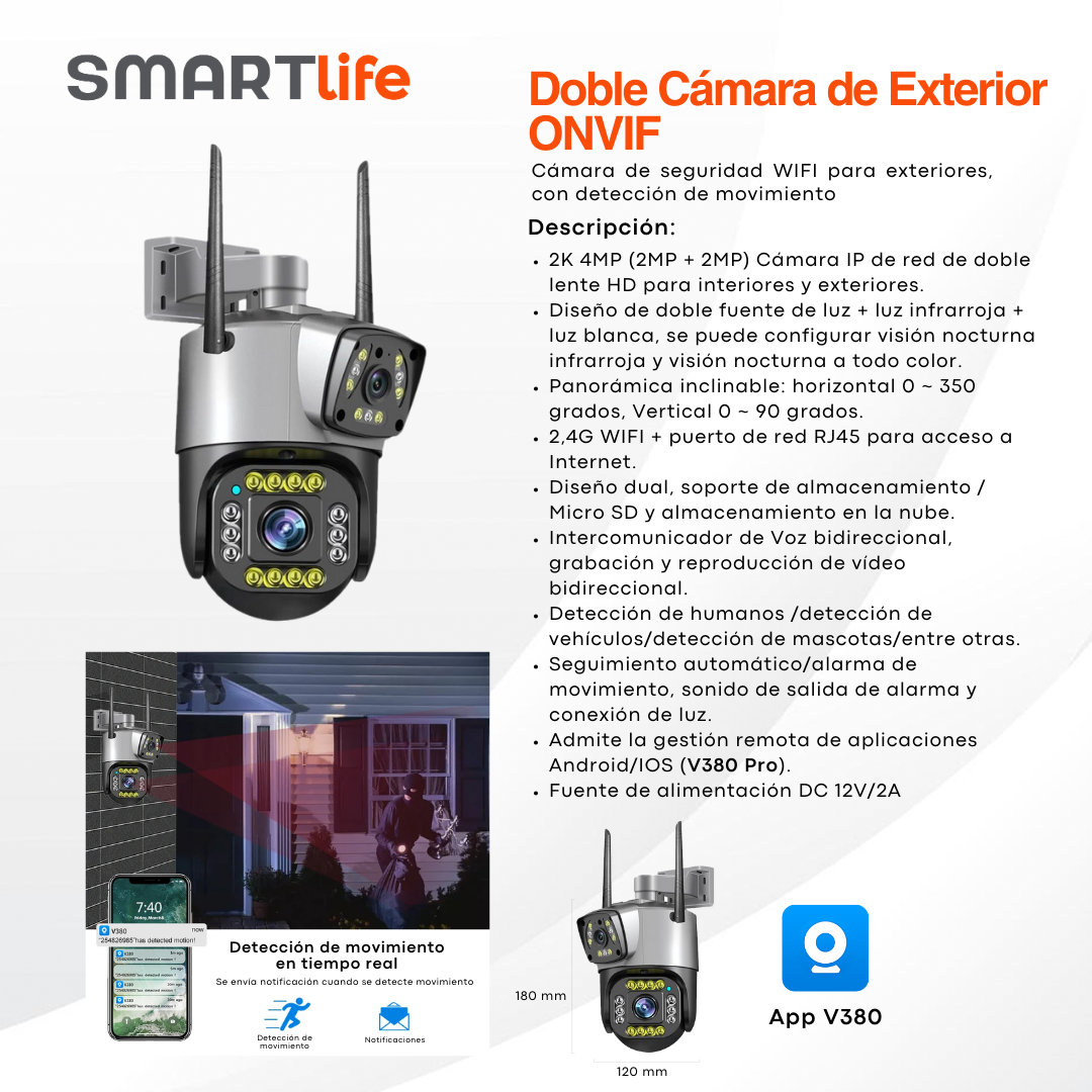 Doble Cámara de Seguridad Exterior 4G