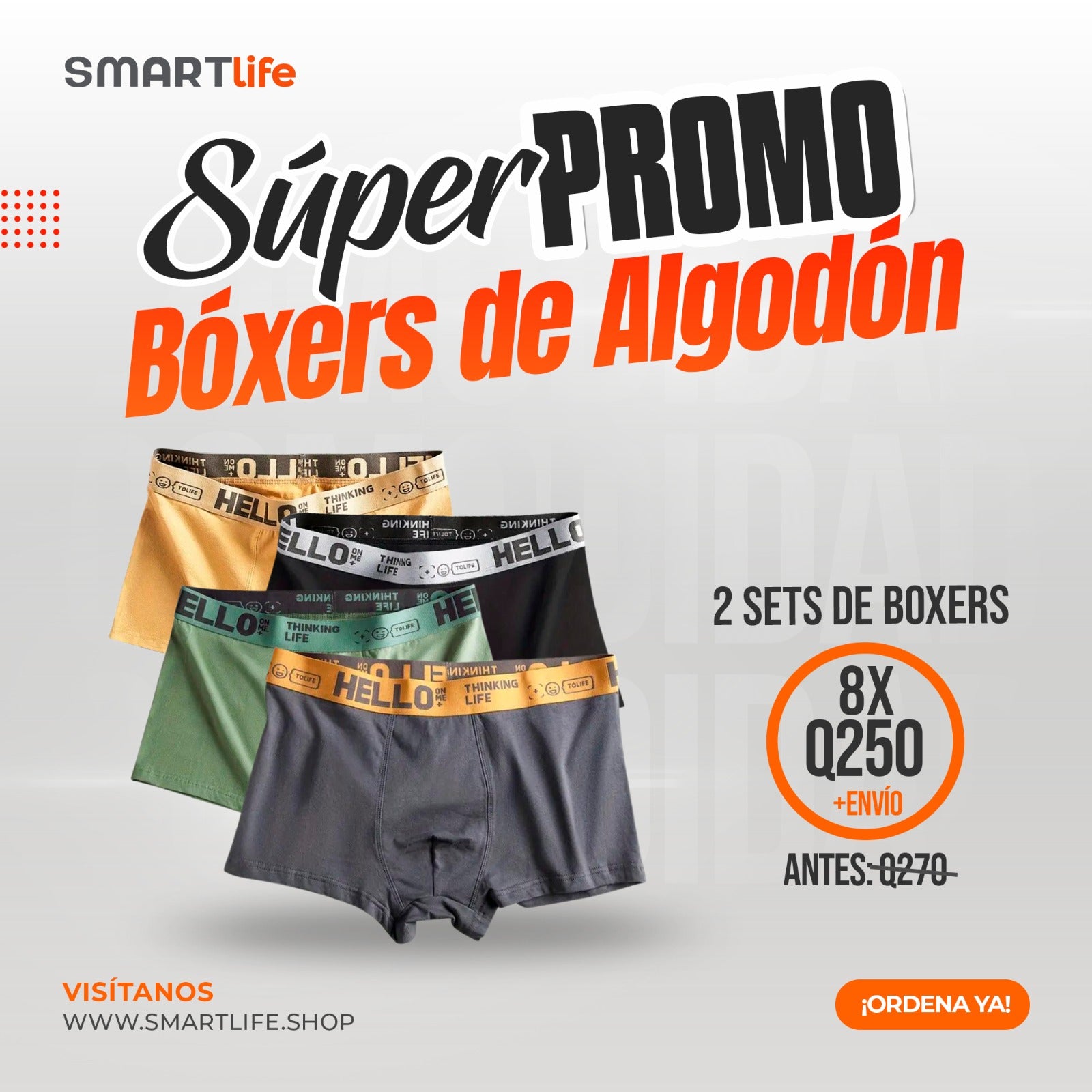 Set de Bóxers de algodón con costura