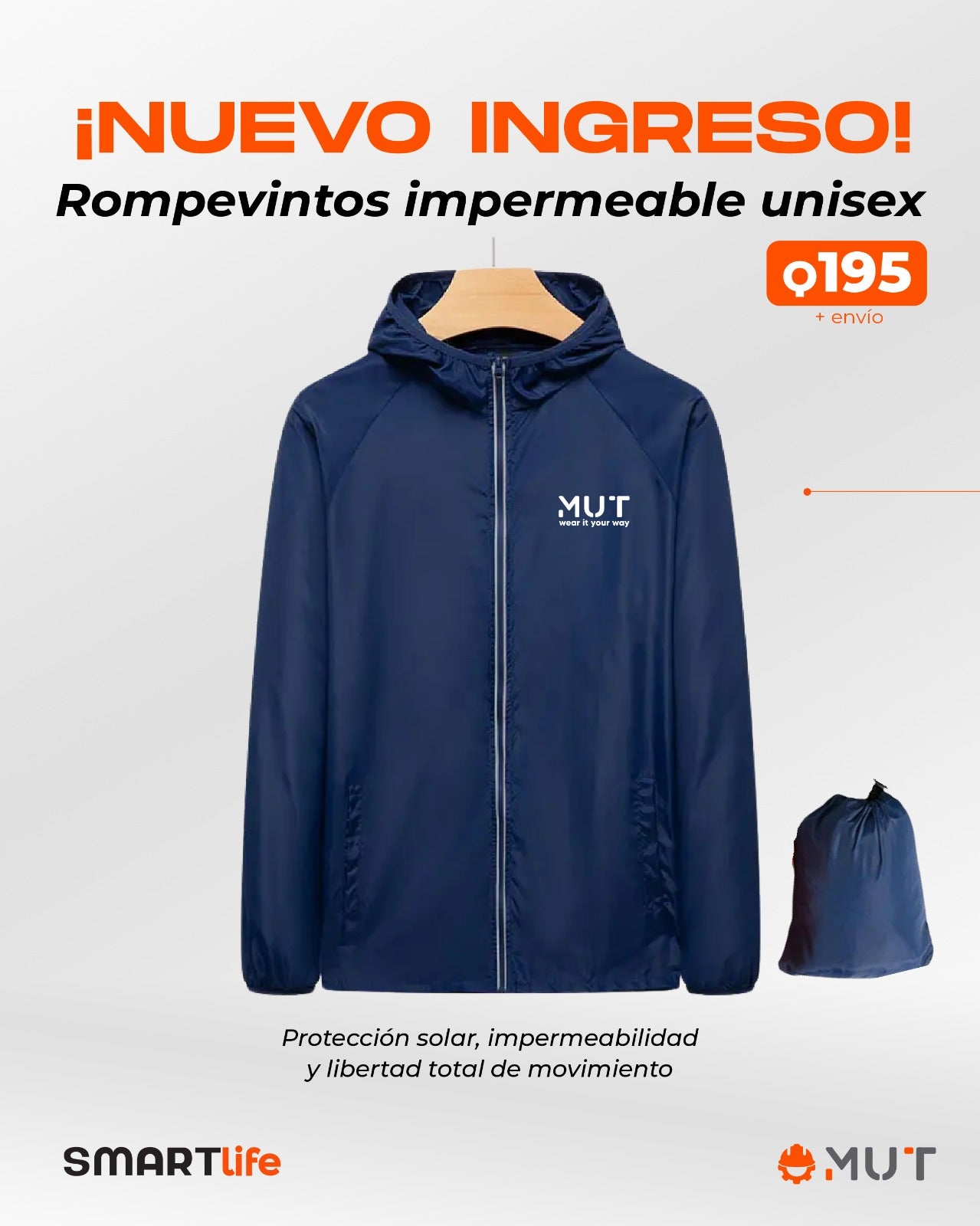 Rompevientos Impermeable Unisex con bolsa MUT