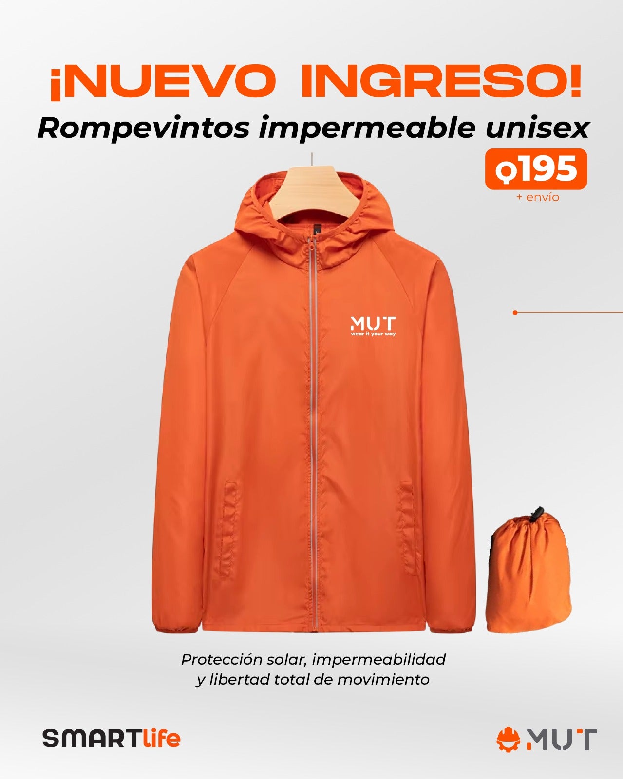 Rompevientos Impermeable Unisex con bolsa MUT