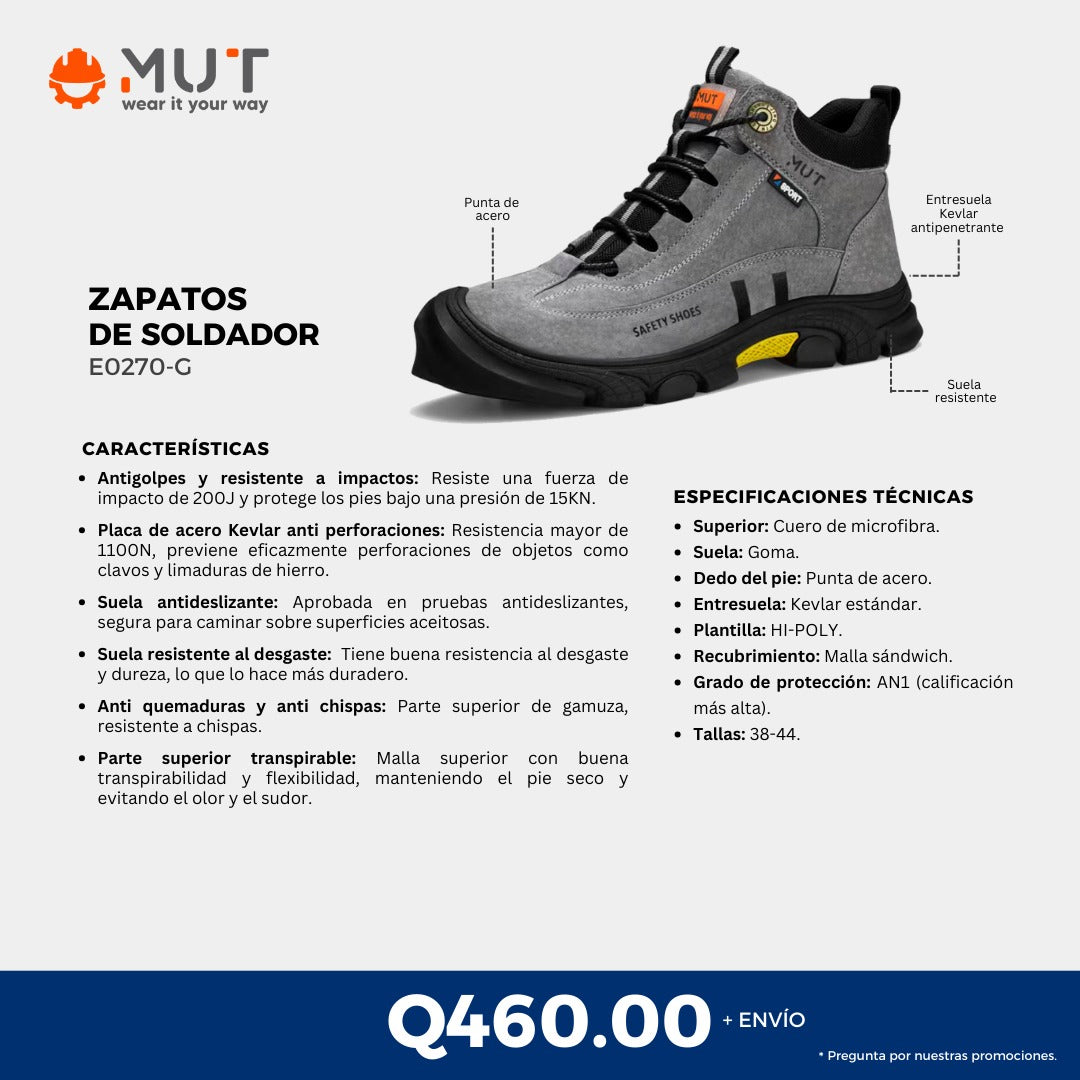 Zapato Soldador Antichispas MUT seguridad industrial