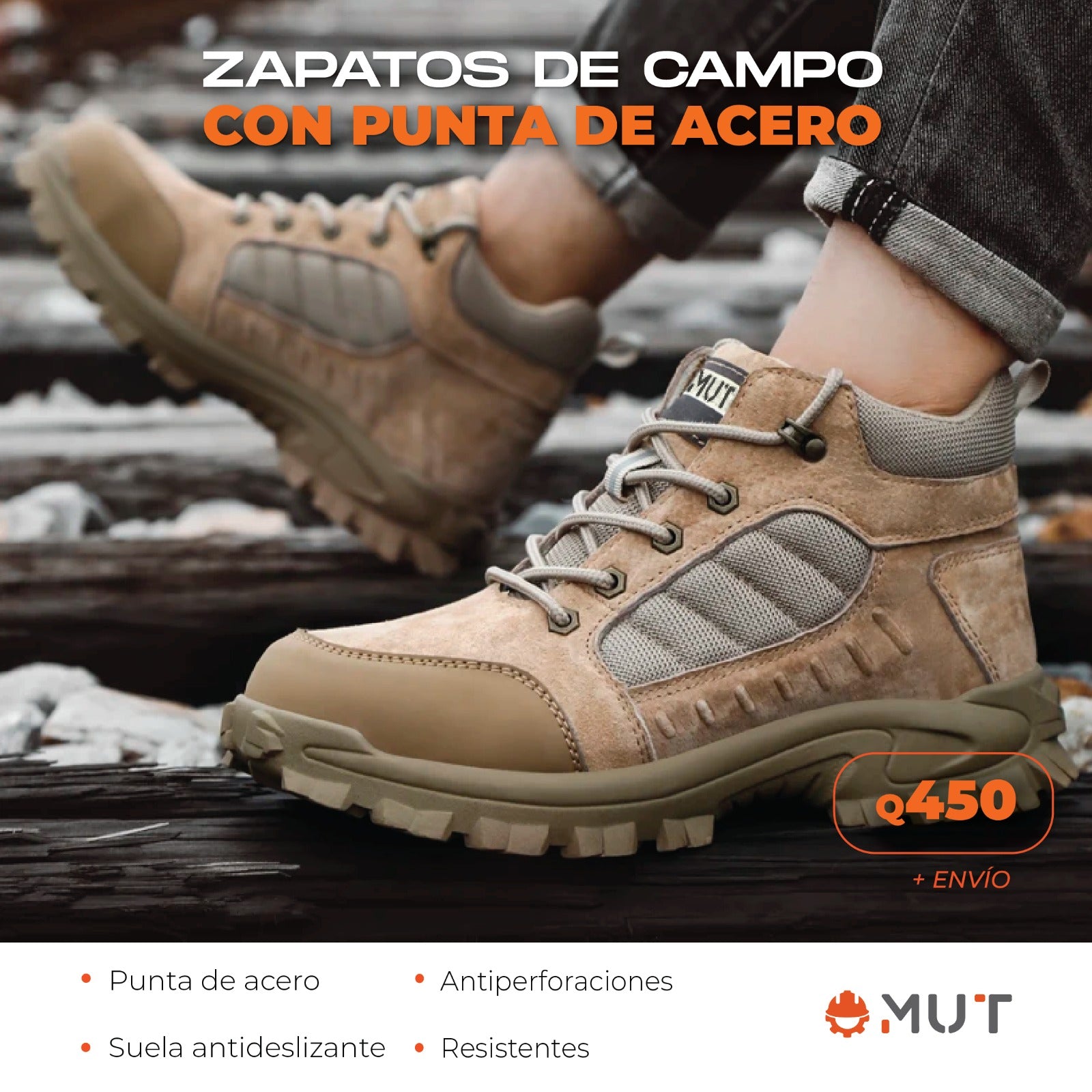 Zapatos de Campo MUT punta de acero y plantilla de Kevlar