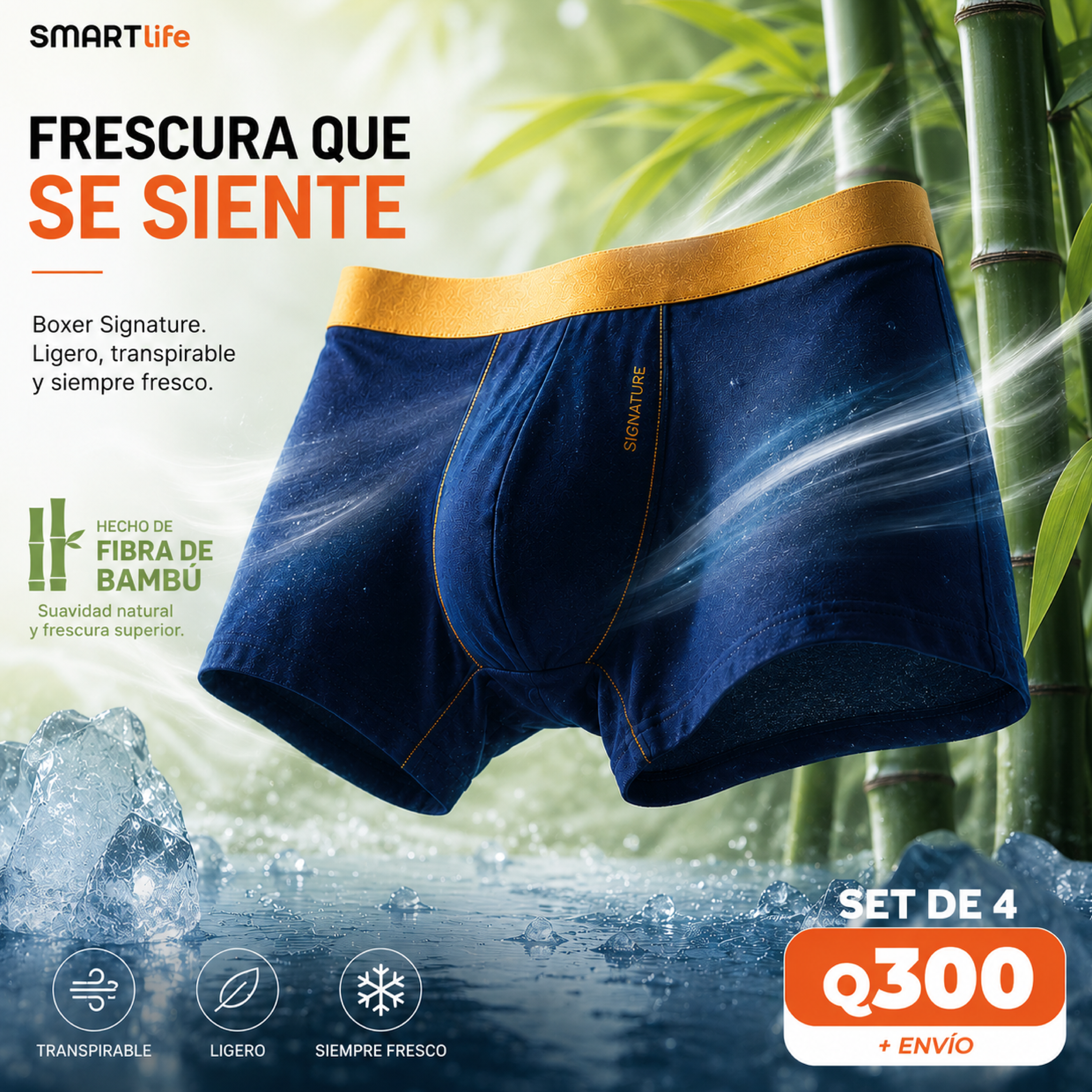Boxers Signatura de Bambú set de 4 unidades