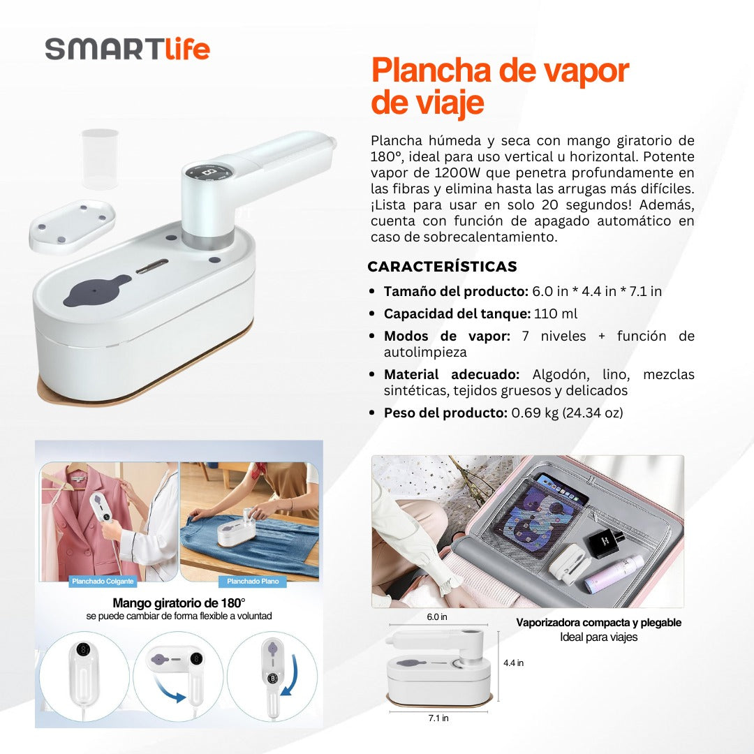 Plancha de Vapor de Viaje SMARTlife