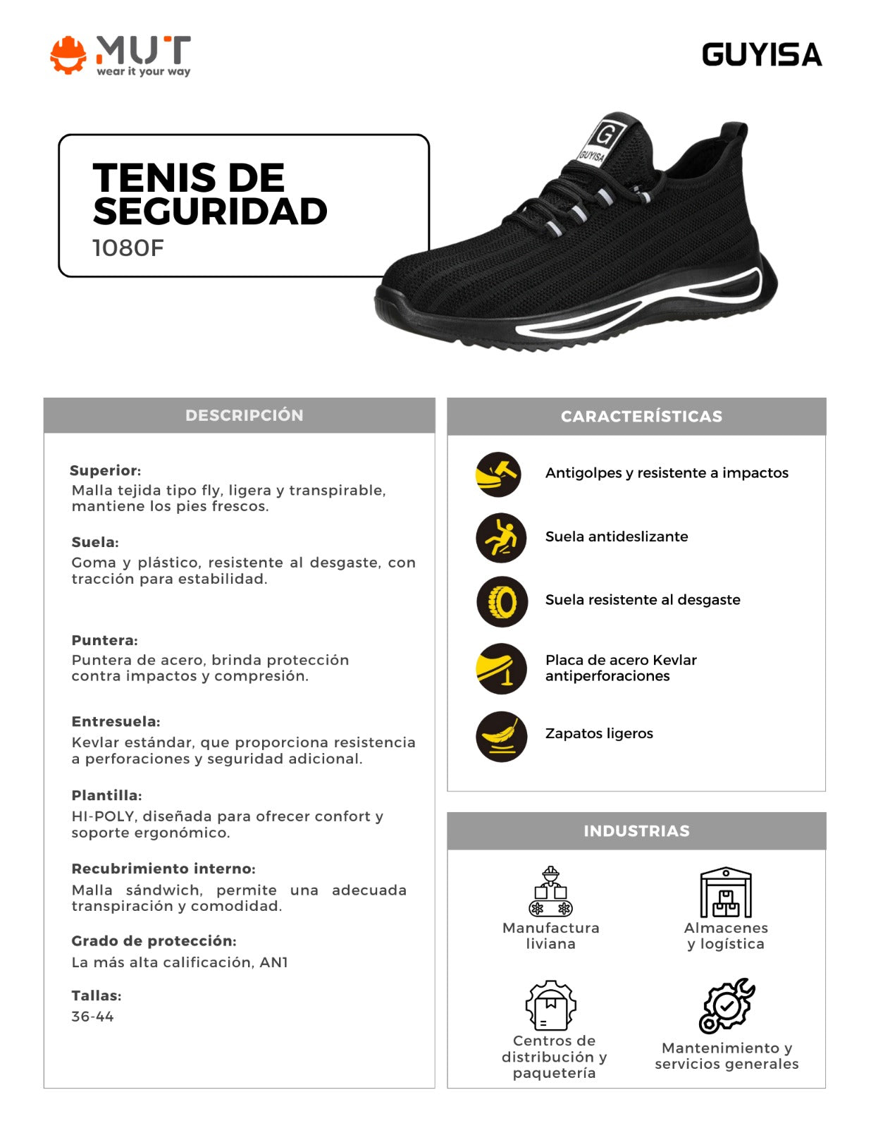 Tenis de seguridad Guyisa/MUT 1080F