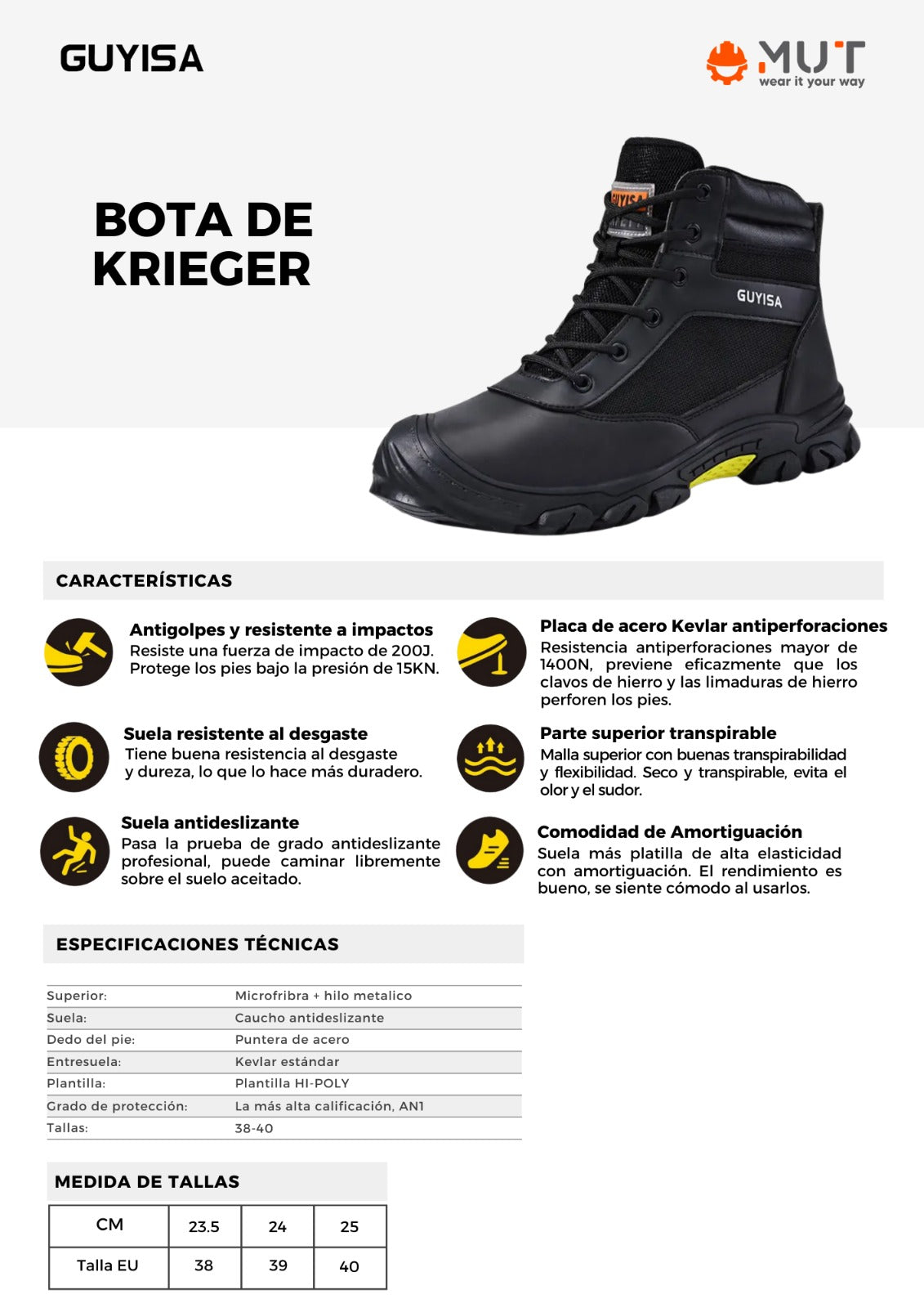 Botas de Construcción MUT Krieger seguridad industrial