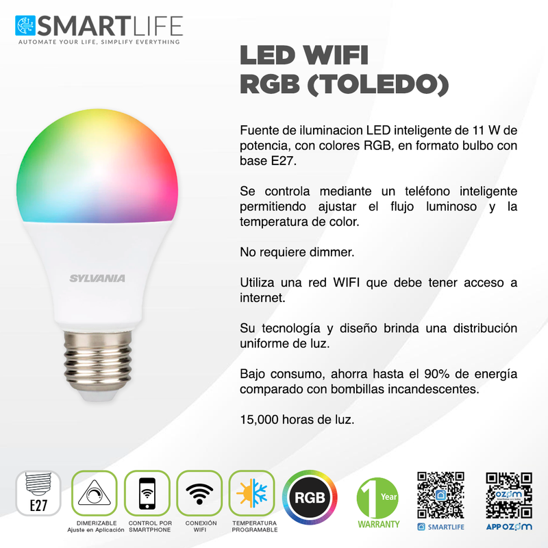 SYLVANIA LED TOLEDO SMART RGB - SmartLife Guatemala