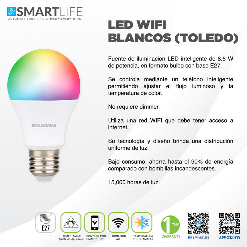 SYLVANIA LED TOLEDO SMART BLANCOS - SmartLife Guatemala