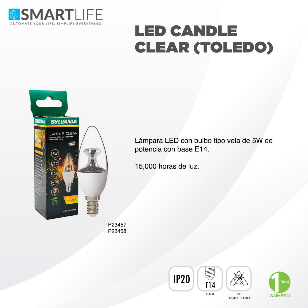 SYLVANIA LED TOLEDO CANDLE CLEAR - SmartLife Guatemala